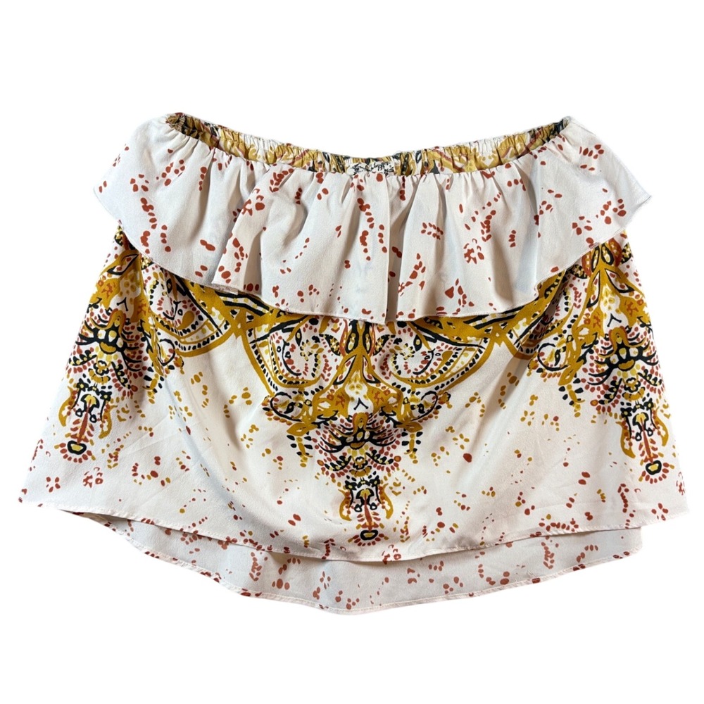 Intimately Free People | Cream Print Strapless Flounce Top | XS